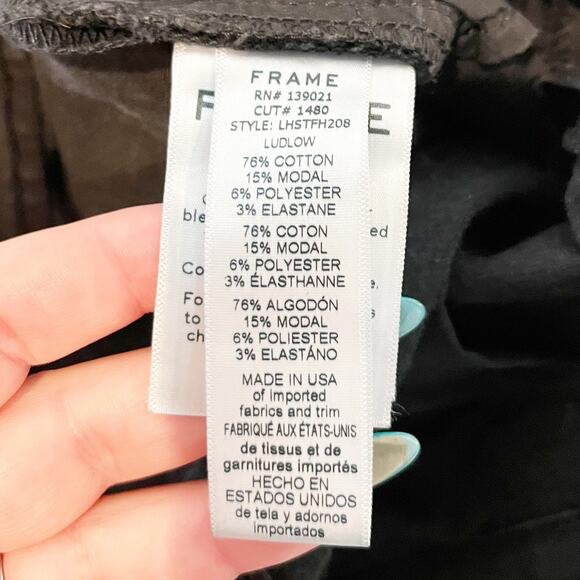 Frame Denim Le High Straight Feather Hem Cropped Jeans Ludlow Black 26 / 2 - Picture 6 of 11